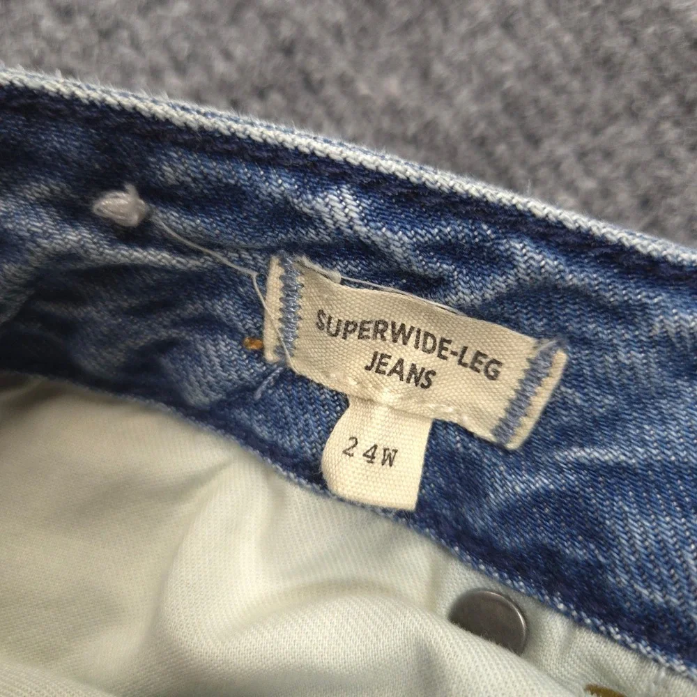 Madewell Jeans‎ Womens 24W Blue Superwide-Leg Whiskered Billings Wash Denim